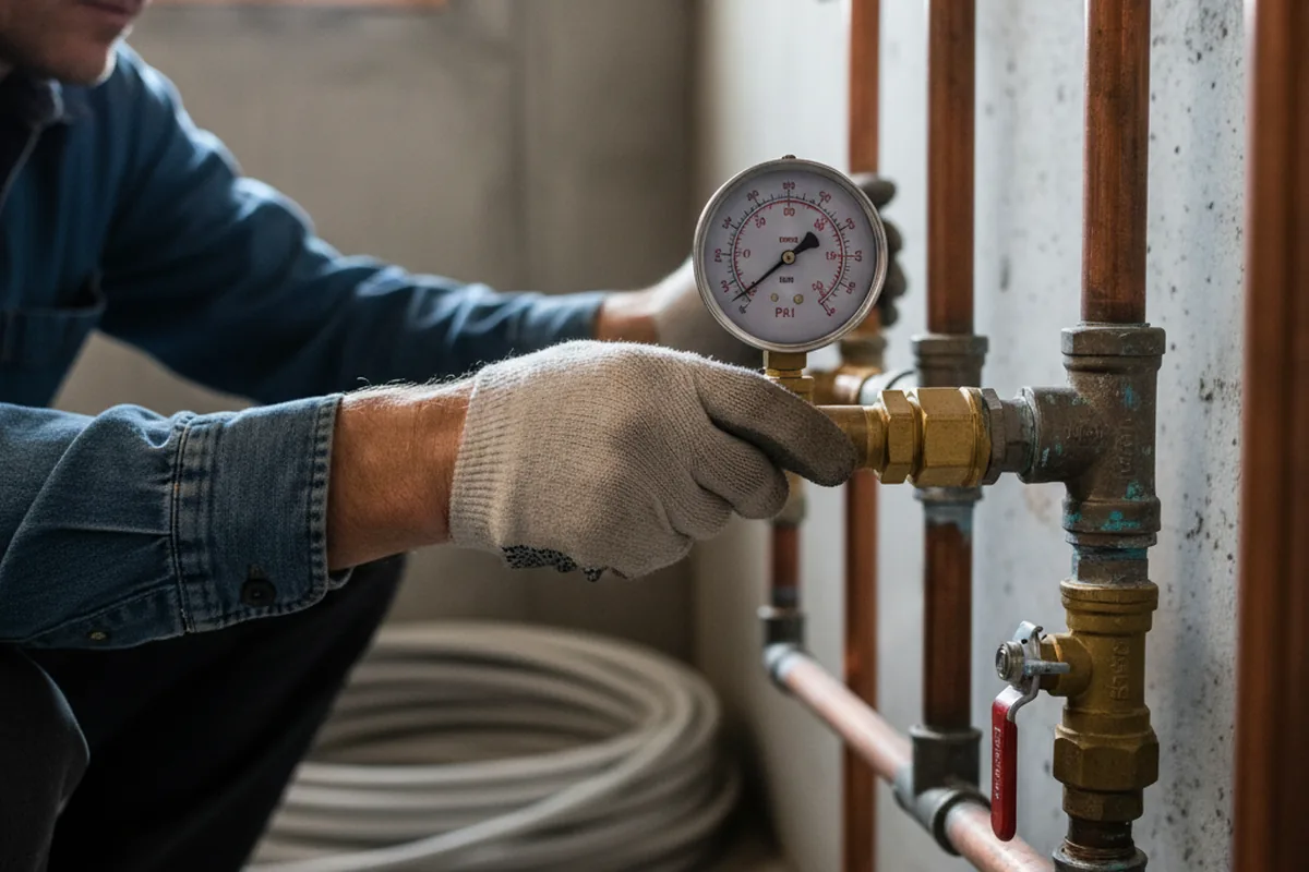 Pressure testing a repaired line during Water Line Repair in Machesney Park